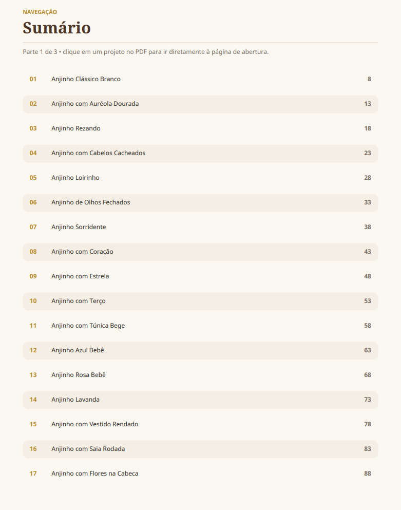 Sumário do guia com a lista dos 50 projetos