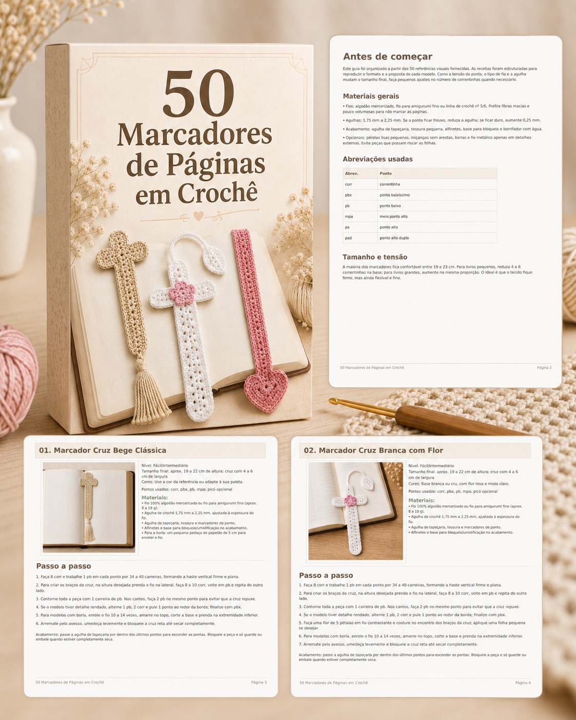 Guia 50 Marcadores de Páginas em Crochê com páginas internas do PDF