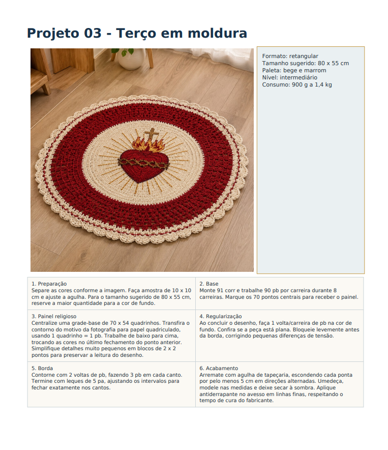 Tapete Sagrado Coração com terço em moldura