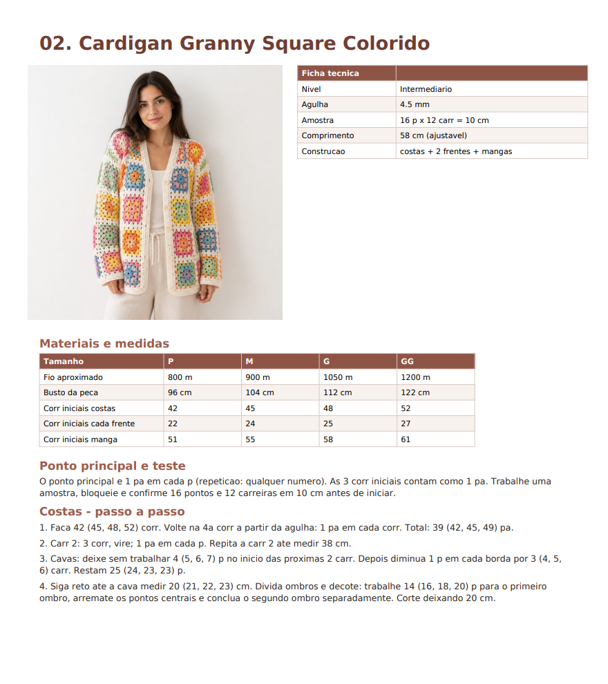 Página do guia: 02 Cardigan Granny Square Colorido