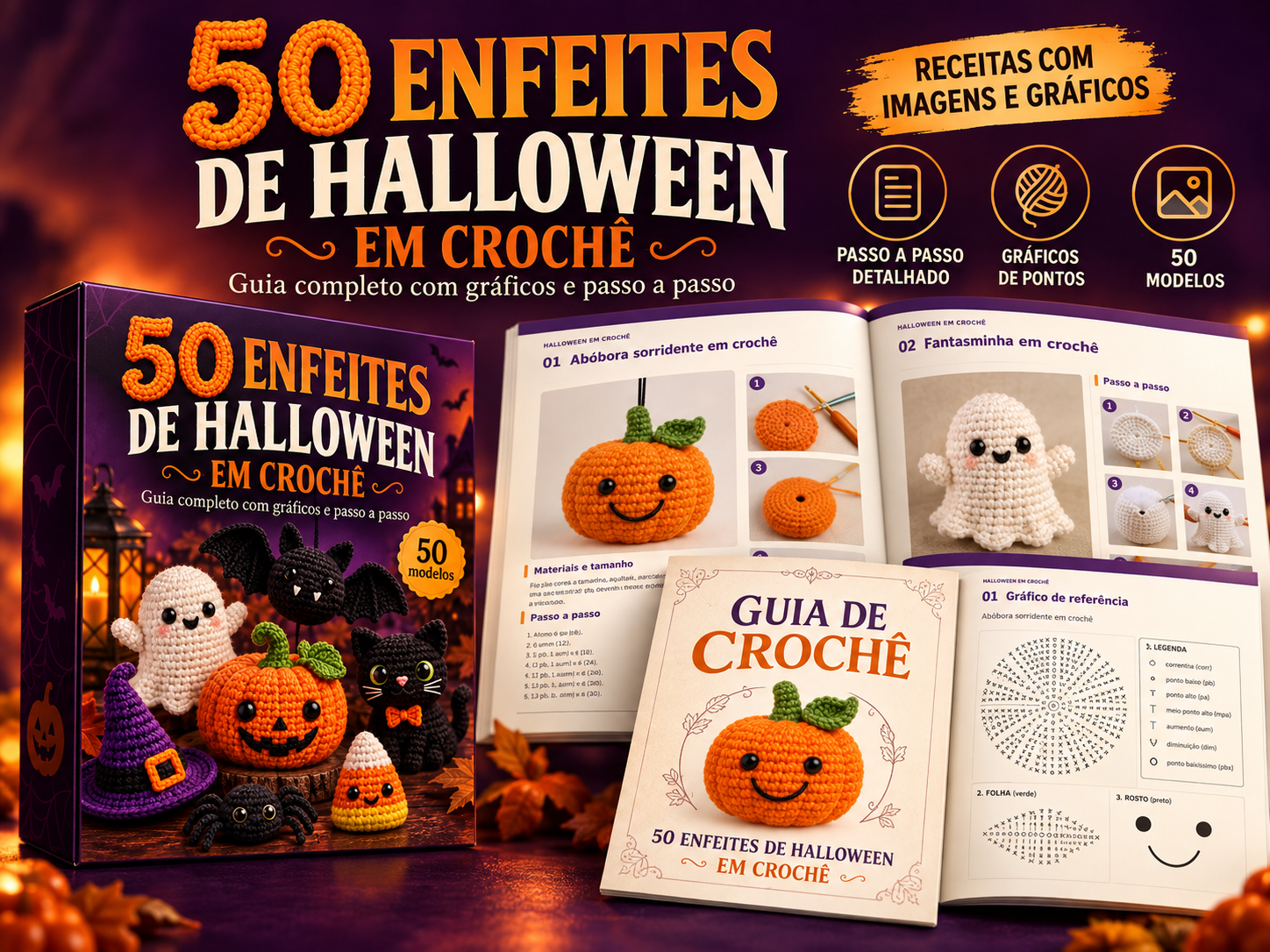 Guia completo com caixa, receitas, imagens e gráficos de Halloween