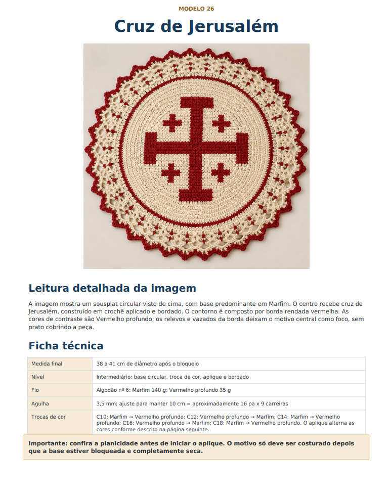 Página do PDF com o modelo 26 Cruz de Jerusalém