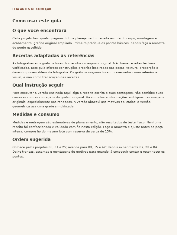 Guia de uso com explicações e ordem sugerida dos projetos
