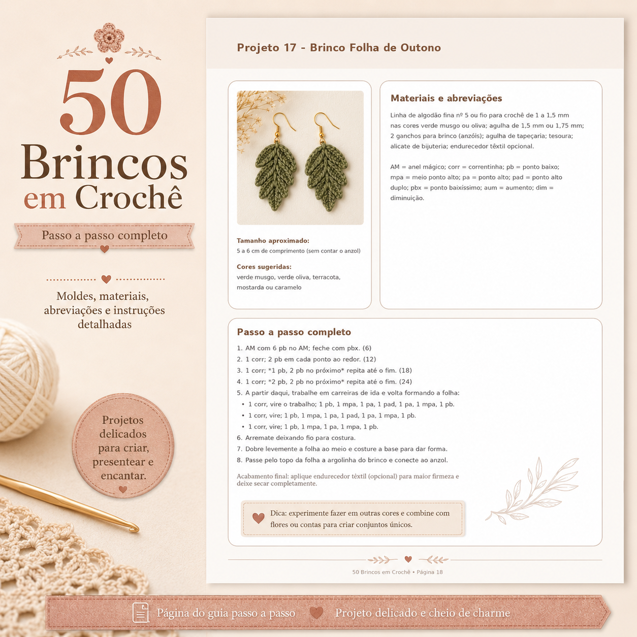 Página do PDF: brinco Folha de Outono com passo a passo completo