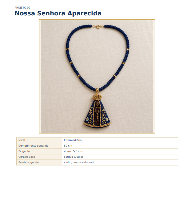 Projeto 02 — colar de Nossa Senhora Aparecida em crochê