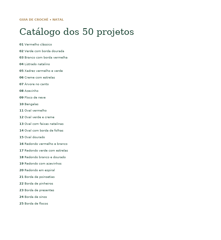 Catálogo com a lista dos 50 projetos da coleção