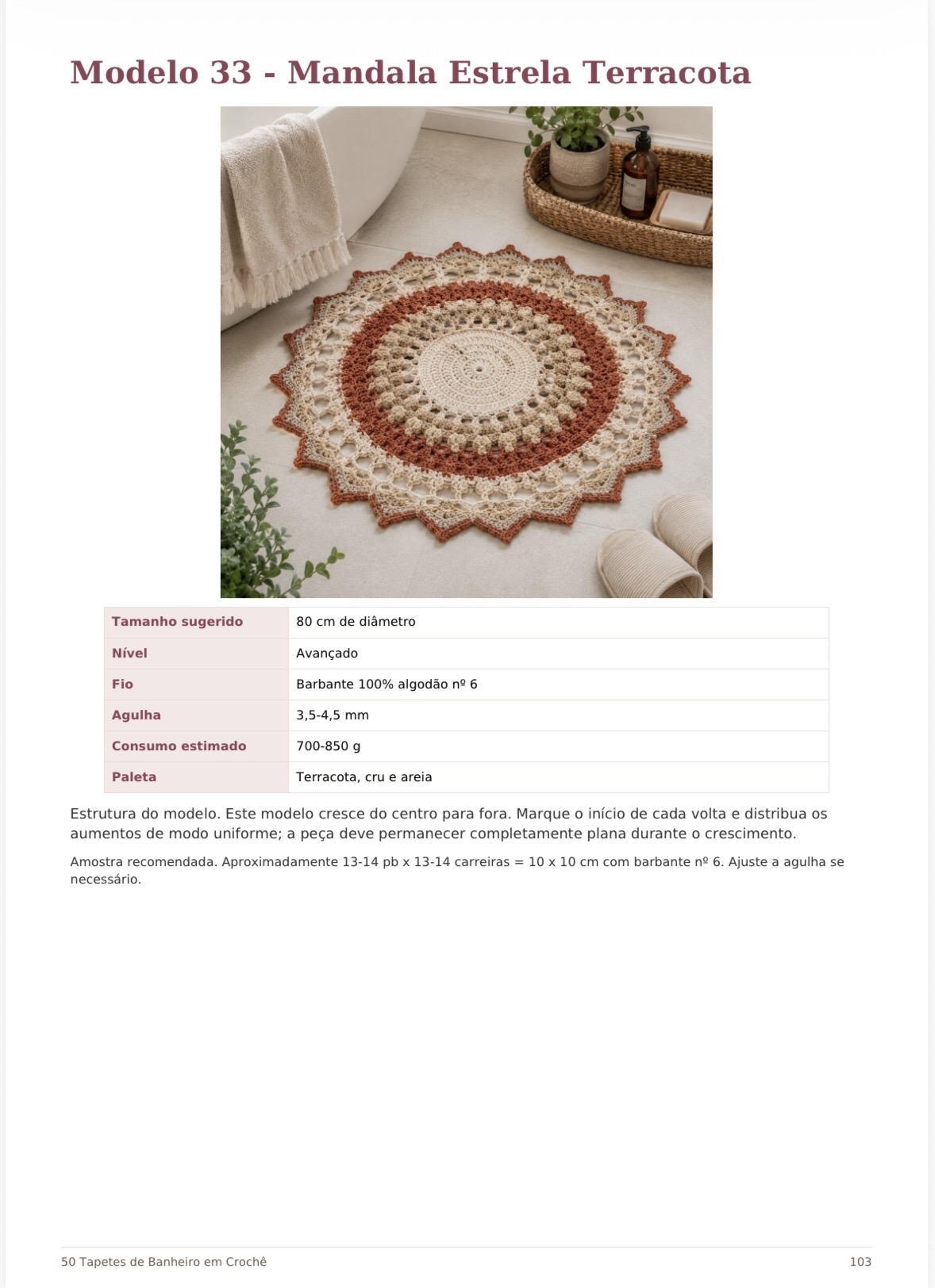 Página do guia com o Modelo 33 Mandala Estrela Terracota