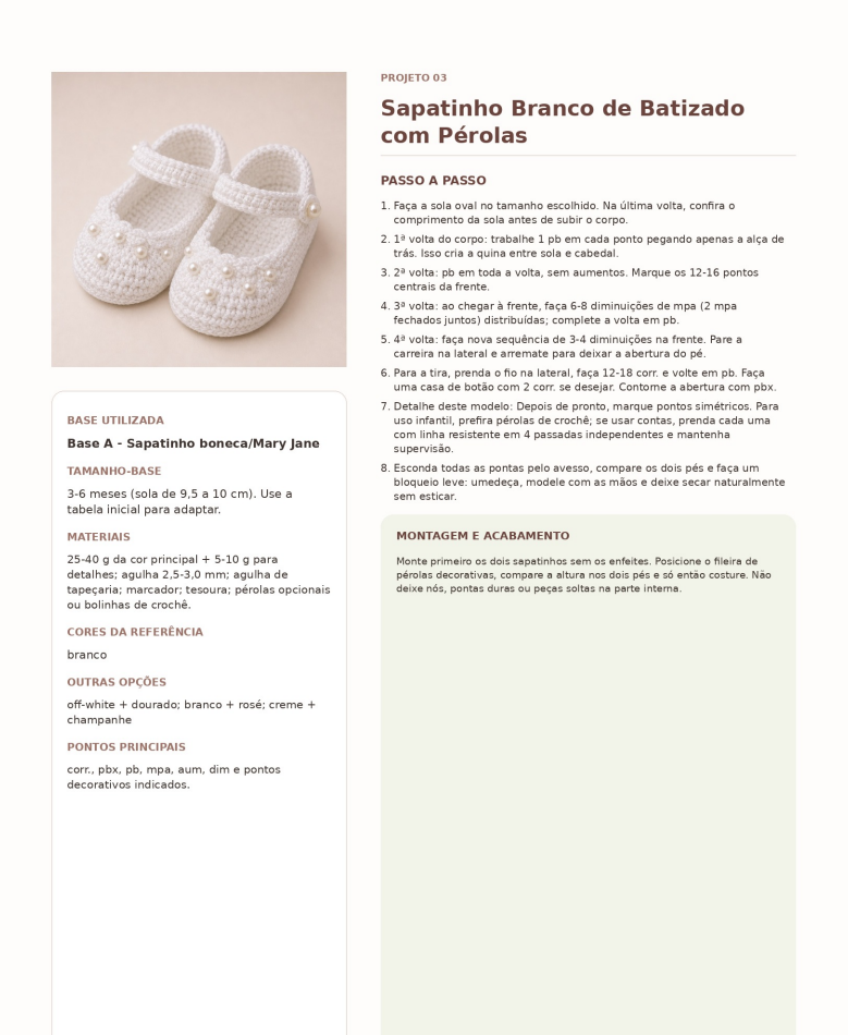 Página do guia com o modelo Sapatinho Branco de Batizado com Pérolas